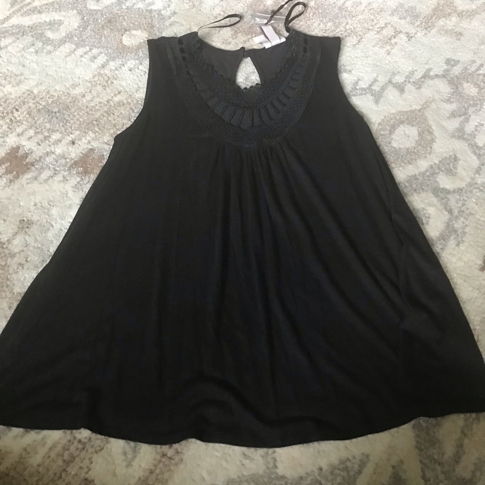 NWT Black crochet swing tank top